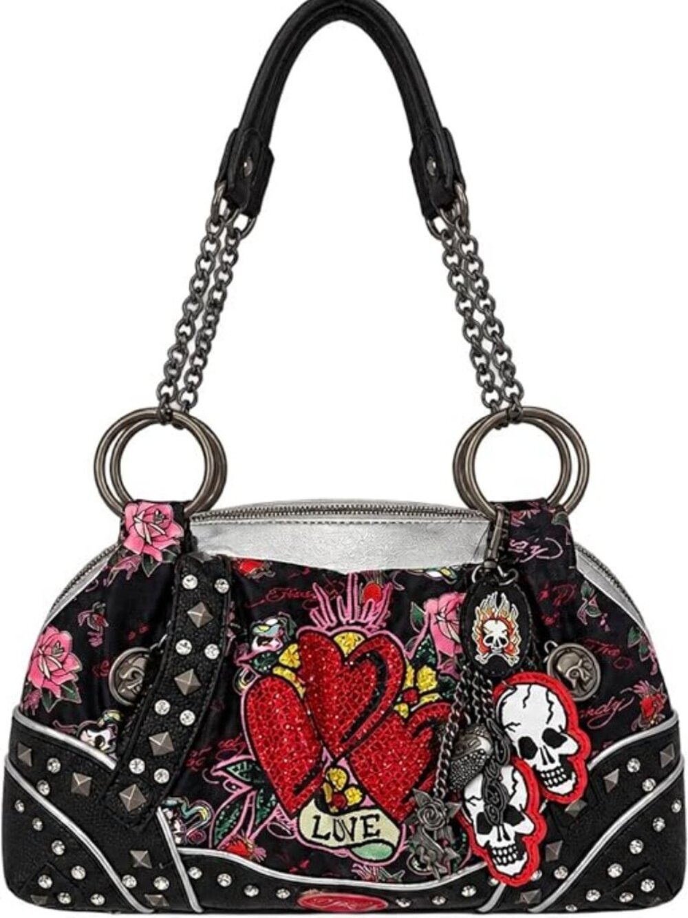 ED HARDY Cleo Love Skull Satchel Shoulder Handbag